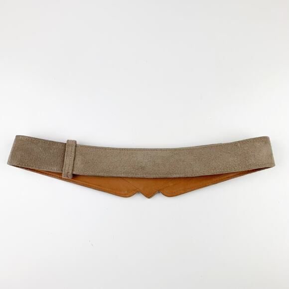Vintage Ginnie Johansen Tan Suede Belt Triangle Design Women's - Picture 4 of 6